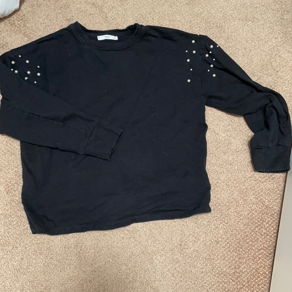 Mango black sweatshirt with beads detail